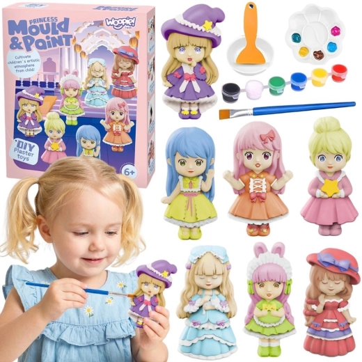 Woopie Kreativset zum Gipsfiguren-Gießen und Bemalen DIY – Prinzessinnen und Puppen