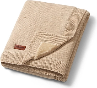 Babyono Kinderdecke aus natürlicher Baumwolle mit Flanellfutter 75 × 100 cm hellbeige