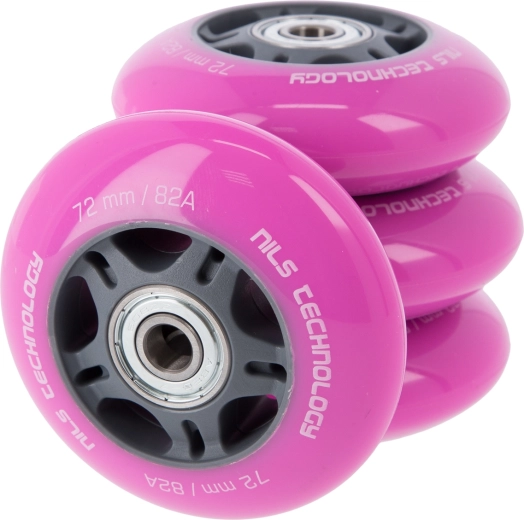 PU-Rollen mit Lagern für NILS EXTREME Skates 72 mm pink
