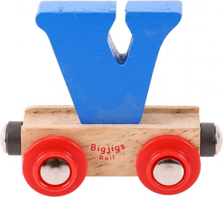 Holzwagen mit dem Buchstaben V – BIGJIGS Rail