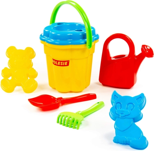 Sandspielzeug-Set mit Eimer in Blumenform
