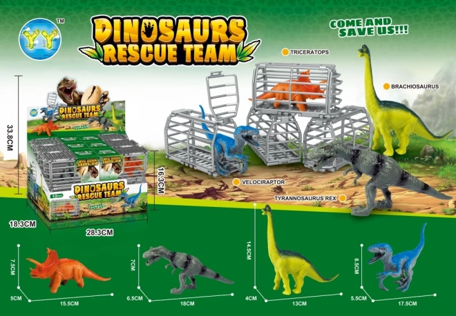 Dinosaurier-Figur 16 cm mit Käfig und Zubehör