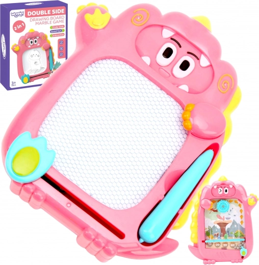 WOOPIE magnetische Maltafel 2-in-1 mit Zaubertafel und Flipperspiel – rosa