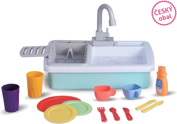 Kinder-Küchenspüle mit fließendem Wasser und Zubehör 40 cm