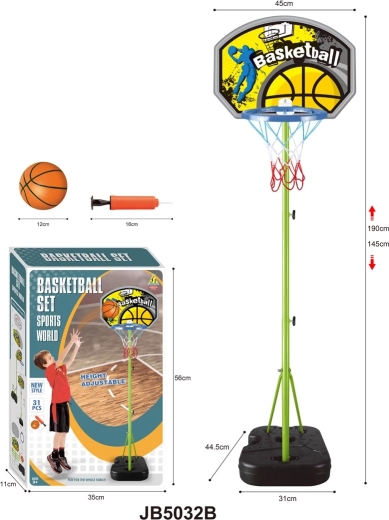 Kinder-Basketballkorb mit Ständer und verstellbarer Höhe inklusive Zubehör