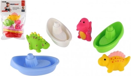 Badeset: Boote und spritzende Dinosaurier (3+3 Stk.)