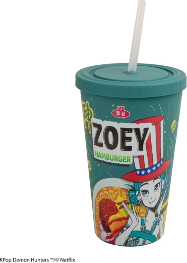 K-pop Demon Hunters Becher mit Strohhalm Zoey Hamburger - 1 Stück