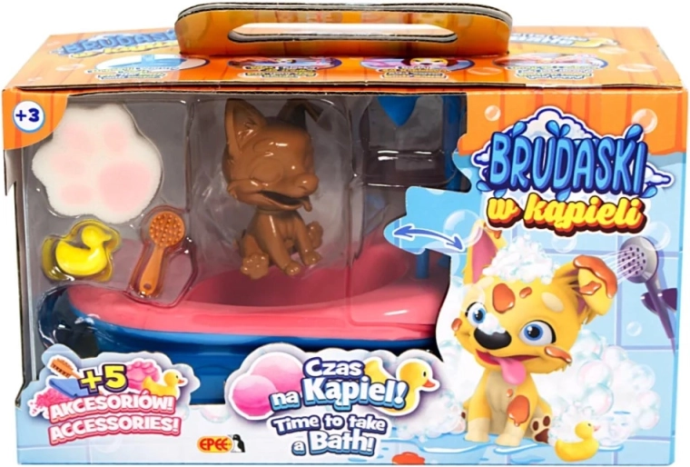 Interaktives Badeset mit Corgi-Hündchen – schwarz-weiß