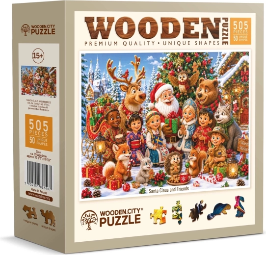 WOODEN CITY Holzpuzzle Weihnachtsmann mit Freunden, 505 Teile