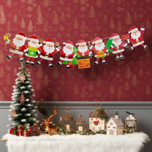 Weihnachtliche Papiergirlande mit 8 Nikolausmotiven, 3,5 m