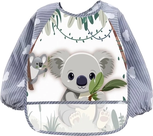 Wasserdichter Kinder-Lätzchen mit langen Ärmeln KRUZZEL mit Tasche – Koala