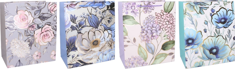 Geschenkpapiertüte S 18 × 23 × 10 cm – florales Design, ganzjährig