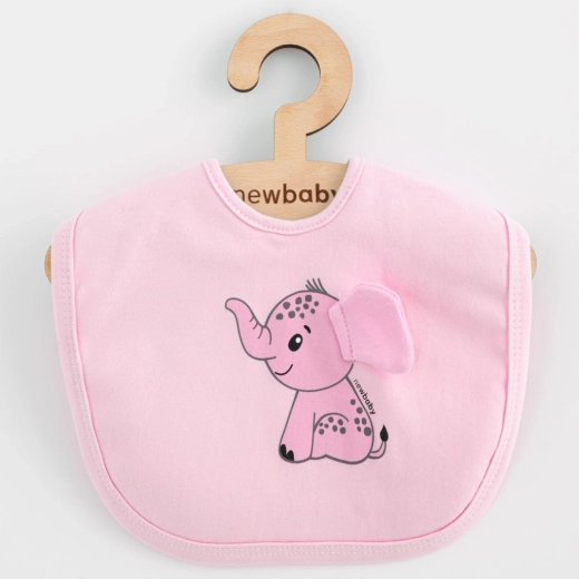 Baby-Lätzchen aus Baumwolle NEW BABY Happy Elephant rosa