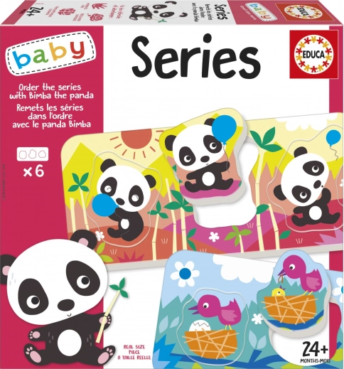 Educa Baby Einlegepuzzle Panda Bimba und Freunde, 6 Puzzle mit je 3 Teilen