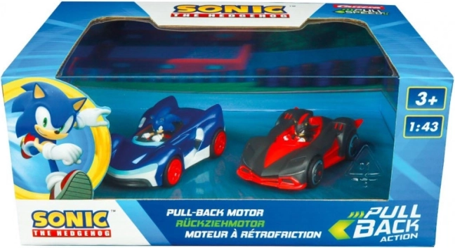Sada von Spielzeugautos Sonic und Shadow mit Aufziehmechanismus