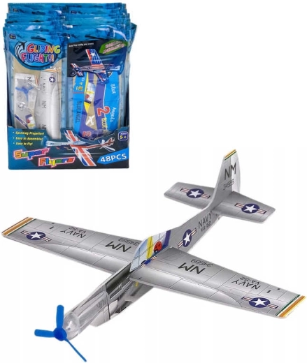 Wurf-Polystyrol-Kampfflugzeug mit Propeller 19 cm – 1 Stück