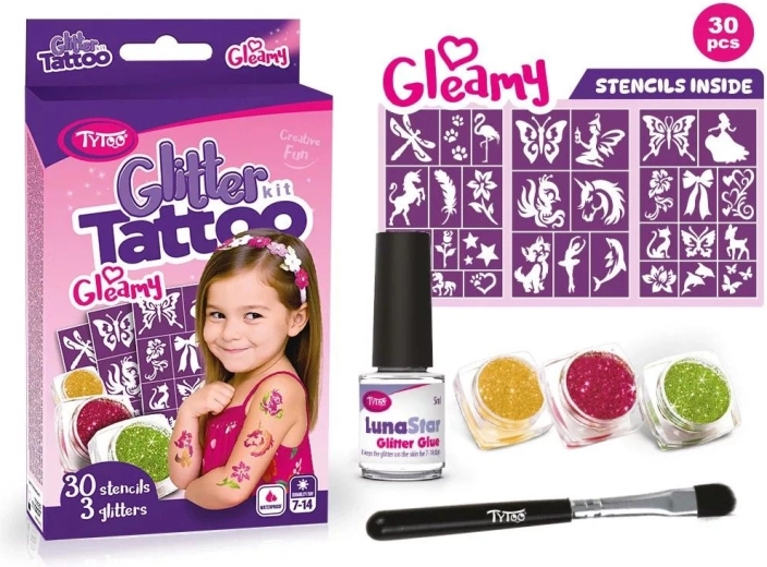Gleamy Set mit glitzernden Tattoos
