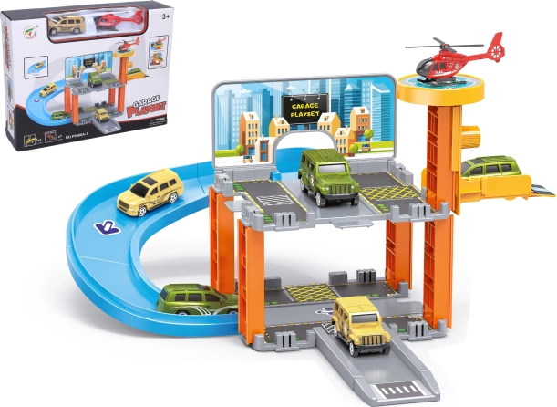 Parkstation mit Garage und Hubschrauberlandeplatz 34,5 × 39,5 × 20 cm