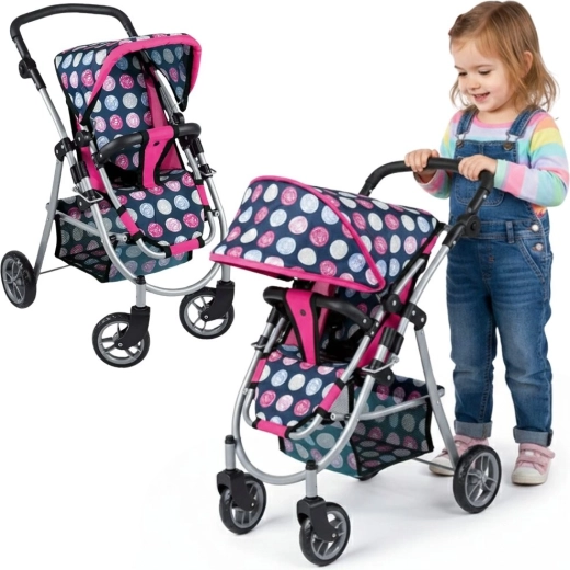 Puppenwagen WOOPIE Royal mit verstellbarer Sitzfläche und 4 Rädern