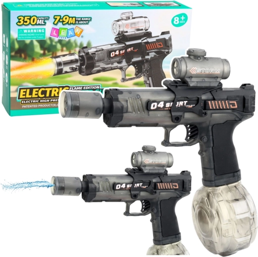 Elektrische Wasserpistole, Schwarz, Reichweite 7–9 m, 350-ml-Tank