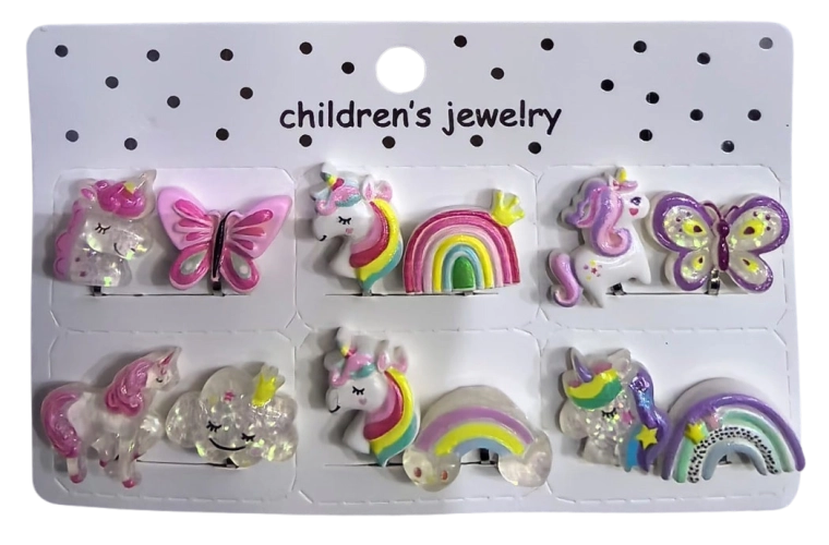 Pink Set Kinderohrringe Einhörner – 6 Paare