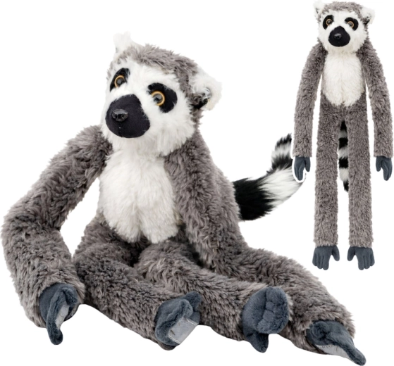 Plüsch-Lemur mit langen Pfoten und Klettverschlüssen, grau 35 cm