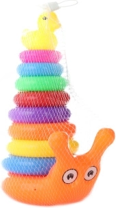 Ringstapelturm Schnecke mit Entchen – bunte Stapelspielzeug