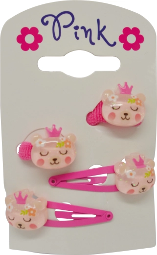 Haaraccessoires Bär – Set mit 4 Stück (Spangen und Haargummis)