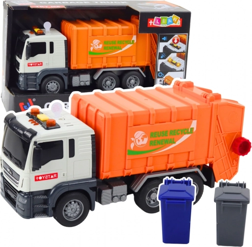 Müllwagen mit Licht und Sound, orange, 1:14