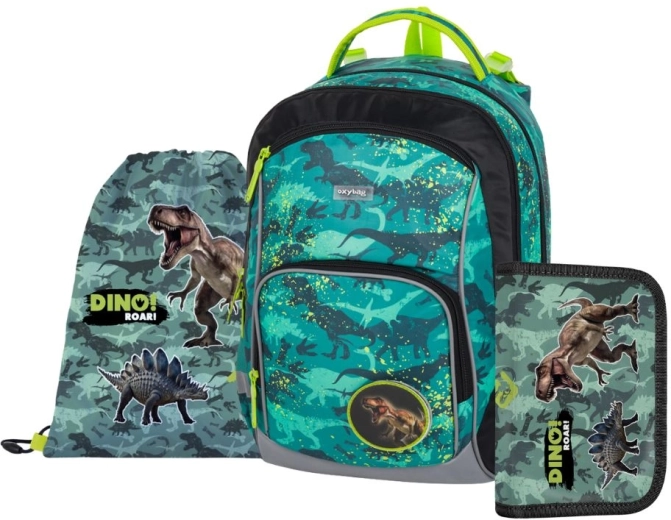 Schulset Oxybag OXY GO Dino – Rucksack, Beutel und Federmäppchen