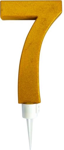 Tortenkerze Zahl 7 gold 16 cm