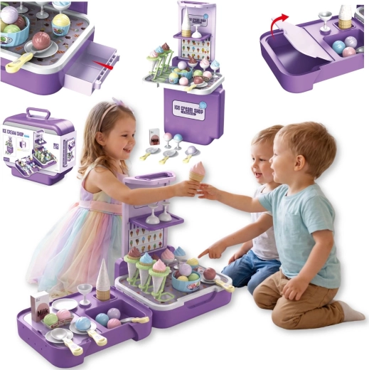 TinyMini Kinder-Eisdiele im Koffer 3 in 1, 62 Teile