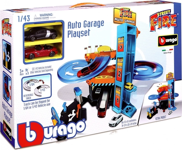Bburago Downhill-Autogarage mit Abfahrt und Aufzug 1:43