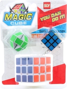 Set aus 3 Kunststoff-Knobelspielen mit Schlüsselanhänger