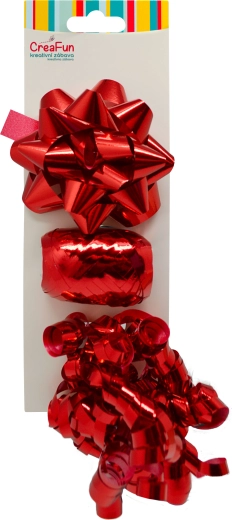 Geschenkset Metallic-Rot – Schleifen und Band