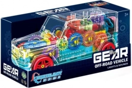 Transparentes Offroad-Auto mit Getrieben und Lichteffekten