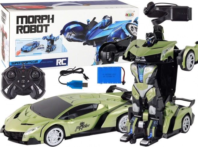 Transformer-Roboterauto R/C 1:10 Grün Gestensteuerung