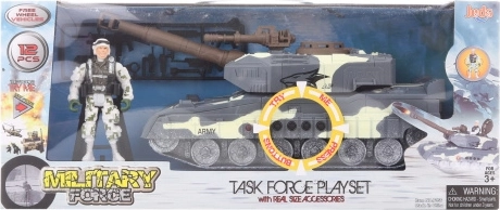 Militärset mit batteriebetrriebenem Panzer mit Geräuschen und Lichtern