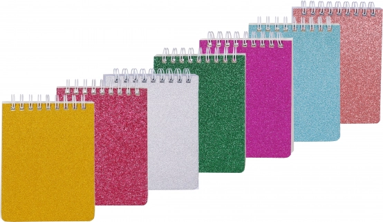 Ringgebundenes Glitzer-Notizbuch 8,8 × 12,5 cm, 70 Blatt