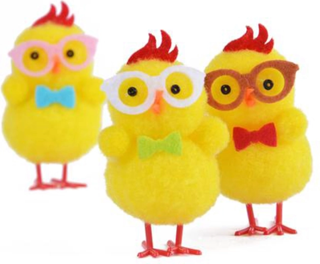 Fröhliche Küken mit Brille – Osterdekoration (3 Stk.)