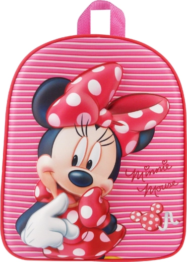 Kinder-3D-Rucksack Minnie Mouse rosa gestreift 31 cm