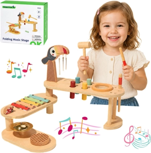 TOOKY TOY pädagogischer Musiktisch mit Tukan