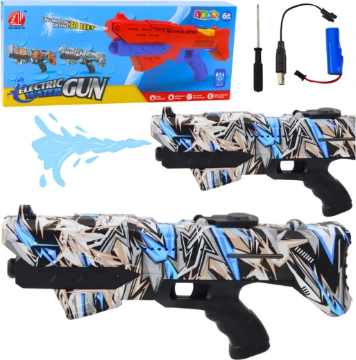 Elektrische Wasserpistole Graffiti Blau