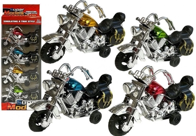 Motorrad-Set mit Aufziehmechanismus, 4 Stück