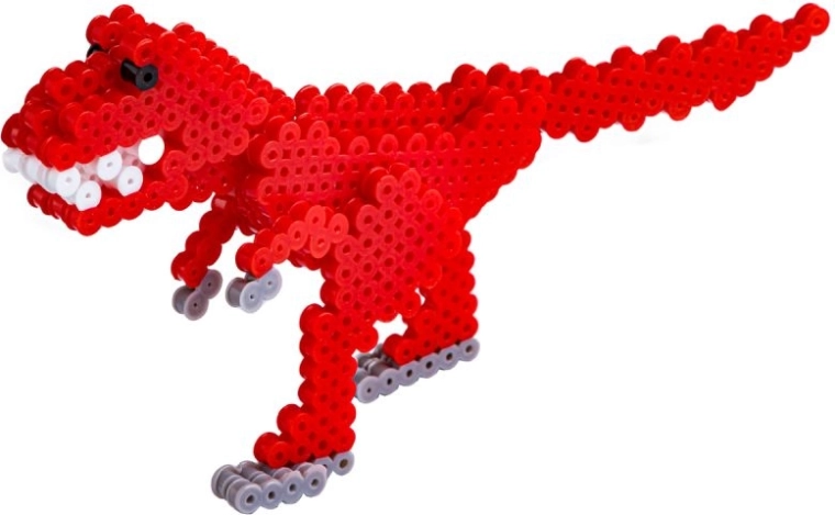 3D-Modell eines T‑Rex aus Bügelperlen