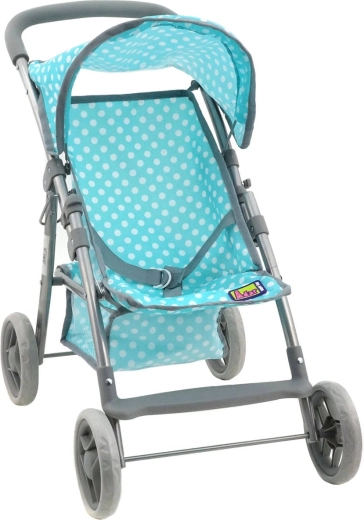 Puppen-Buggy in Mint mit Punkten und Korb