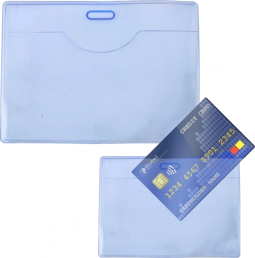 Transparentes elastisches blaues horizontales Etui für ID-Karte