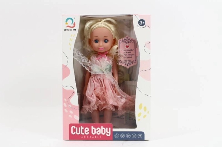 Puppe 27 cm im rosa Kleid
