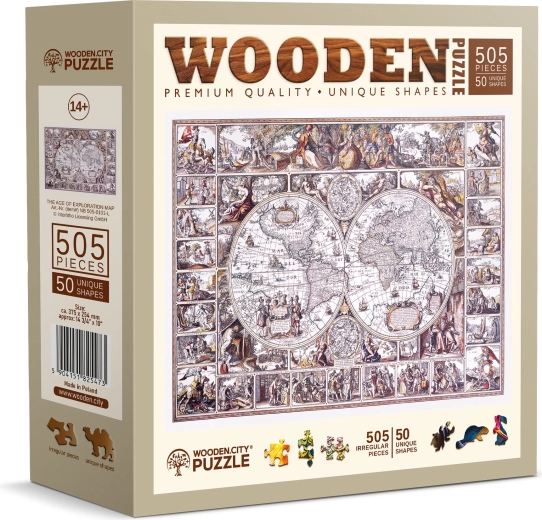 Holzpuzzle WOODEN CITY Karte des Zeitalters der Entdeckungen 505 Teile