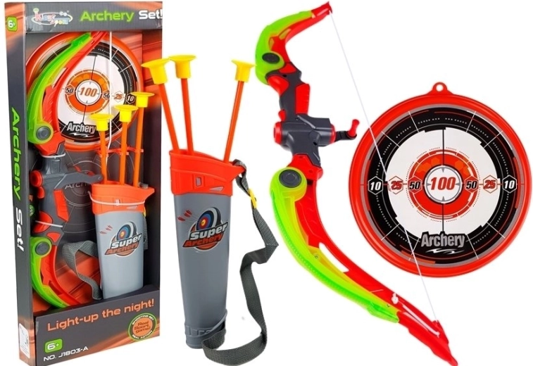 Bogen mit Schild + 3 Pfeile mit Saugnapf Grün